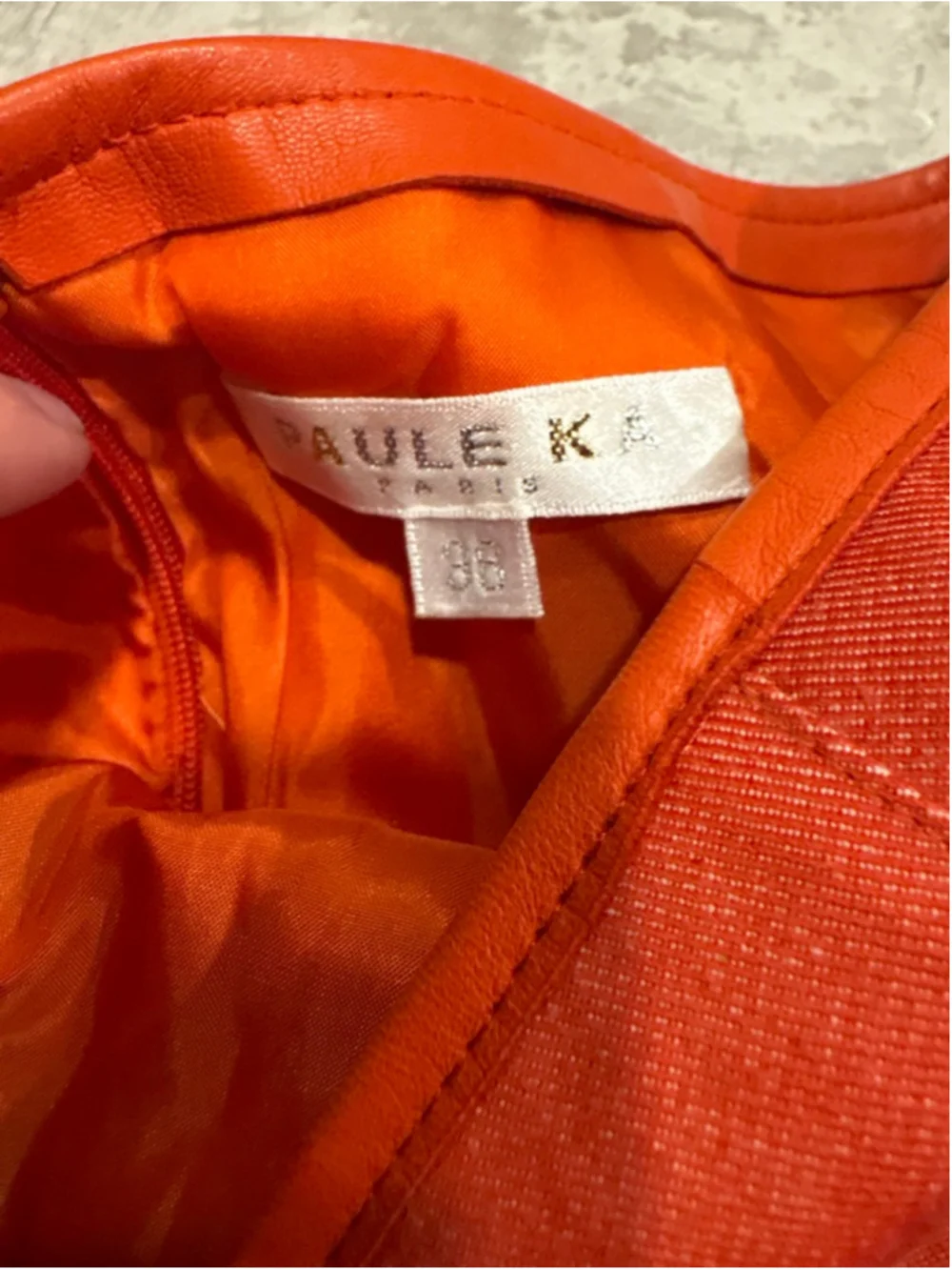 Paule Ka Paris Orange Red A-Line Knee Length Tailored Luxury Skirt SZ 38